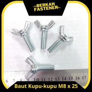 Butterfly bolt / wing bolt M8 x 25 mm (2.5 cm) bolt and nut