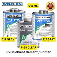 WELD-ON 711 717 P-68 PVC SOLVENT CEMENT PRIMER 946ML GRAY CLEAR