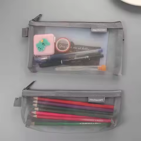 High Quality Student Simple Nylon Transparent Pencil Bag Mesh Pencil Case Pencil case Pen Bag Case