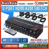 KVM Switch HDMI 8 Port Support 4K Free 8pcs KVM HDMI Cable