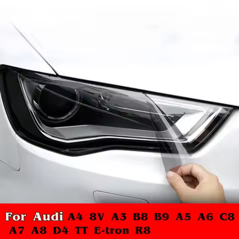 2pcs Car Headlight Protector Film Black TPU Sticker For Audi A4 8V A3 B8 B9 A5 A6 C8 A7 A8 D4 TT E-t