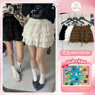 Y2K Style Multi-Color Y2K Style Short Layered Lace Velvet Skirt