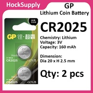 [2pcs][Authentic] GP CR2025 Lithium 3V Button Battery 2025 [FAST SHIP OUT]