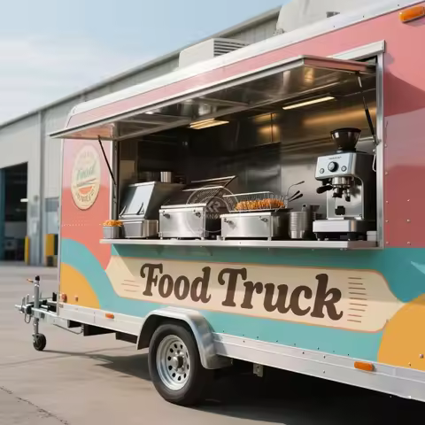 NEW Vintage Fashion Stainless steel customization Food Truck Kitchen Equipment Trailers From China f