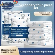 MARIER Non-Woven Bedding Set, Three/Four-Piece Set Thickened Material Disposable Bedding Set, Non-Wo