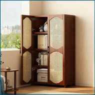 Bookshelf Japanese-style rattan storage cabinet Bookshelf Multi-Layer Floor Standing Bookshelf Stora