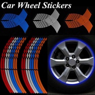 【Ready Stock】16 Strips 18 Inch Motorcycle Bike Reflective Car Carbon Fiber Sticker Auto Decors Car-Styling Wheel Rim Sticker Tape Car Rim Stickers