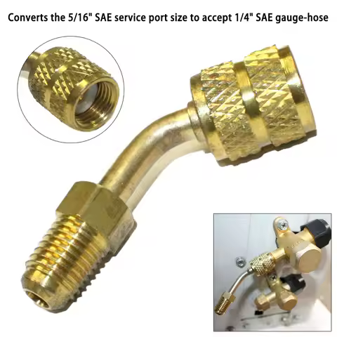 Brass For Mini Split AC Charging Adapter Converts 5/16 SAE to 1/4 SAE for R410a HVAC Systems with Ro