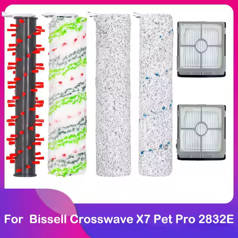 Spare Main Brush HEPA Filter Compatible For Bissell Crosswave X7 Pet Pro 2832E Wireless Cleaner Acce