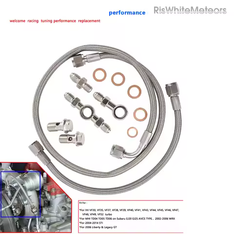 New Turbo Oil Feed Line Kit upgraded replacement For Subaru AVCS Mitsubishi TD04 TD05 TD06 02-06 WRX
