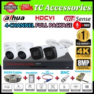 DAHUA 4K 8MP Full Set DIY 🌟4 CHANNEL🌟 Audio CCTV 4CH Ultra HD 2160P DVR CAMERA HARDDISC CABLE CONNEC