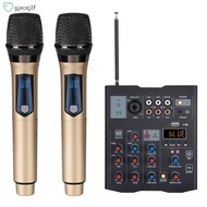 5-Channel Audio Mixer with UHF Wireless Microphone Studio Sound Mixer Bluetooth REC DJ Console Mixing for Karaoke Easy Install