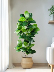 ต้นไม้ปลอม Ficus ขนาดใหญ่ 74-140 ซม. ต้นหมากเขียวเขตร้อน ต้นมะเดื่อพลาสติก กิ่งไม้จริง ใบมะนาวสีเขีย