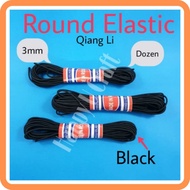 (Ready Stock) 3mm Getah Seluar Bulat Putih & Hitam(Dozen)/3mm Round Elastic White & Black(Dozen)