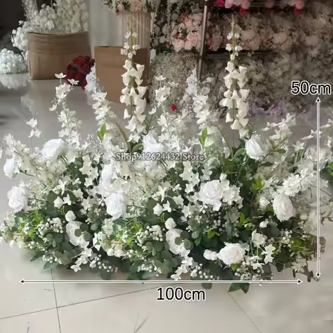 Long 210CM Artificial Forest Green Plants Roses Arranged Wedding Table Conference Flowers Ball Arran