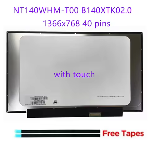 14 Inch Slim 40 Pin Laptop Screen NT140WHM T00 NT140WHM-T00 B140XTK02.0 1366X768 HD Replacement Disp