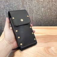 Genuine Cow Leather Waist Bag for iPhone, Samsung, Stand 170x80x2.5cm