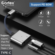 Cortex 60W 2 in 1 Type-C to 3.5mm to Type C USB-C Splitter Adapter For iPad Pro Xiaomi