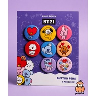 BTS BT21 Button Pin Set 8pcs | Bangtan Boys | Pump Ink Ph