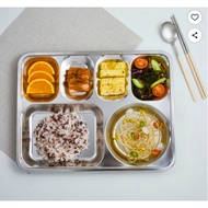Stainless Steel 4-Compartment Cafeteria Tray 1pc Divided Meal Plate Stainless Serving Tray Camping F