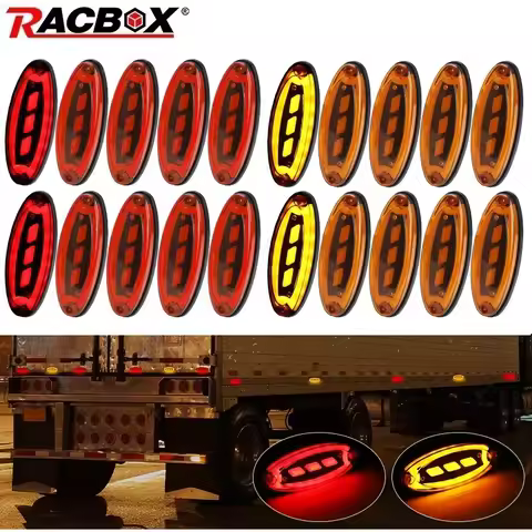 10pcs Truck Trailer LED Oval Side Marker Brake Clearance Light for Scania Volvo DAR Isuzu Renault MA