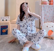 Kuromi Korean Sleepwear Pajama Cotton Set For Women Nightwear