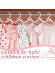 5套，30個珍珠衣架，適用於禮服、褲子、兒童和嬰兒服裝（粉色）