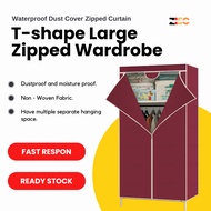 𝐑𝐄𝐀𝐃𝐘 𝐒𝐓𝐎𝐂𝐊 🔥Rak Pakaian Zip Almari Baju Kain Besar T-shape Large Capacity Zipped Wardrobe Spacious Storage