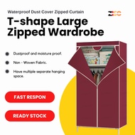 Almari Kain Zip Langsir Curtain Wardrobe with Drawer Space Alamari Gantung Baju Besar Murah