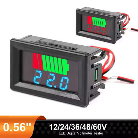 0.56 LCD Digital Voltmeter 12/24/36/48/60V Lithium Battery Capacity Meter Tester Voltmeter For Batte