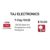 Singtel Prepaid $10 Plan – 10GB 4G Data in SG & MY | 7-Day Top-Up / Renew / Recharge