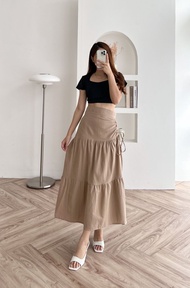 Davelline - ALUNA SKIRT - Rok Serut Linen Angel Berkualitas