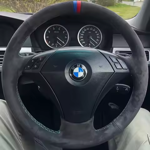 Car Steering Wheel Cover Suede For BMW 523 530 523li 525 520li 535 545i E60 Steering-Wheel Cover Wra