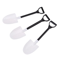 50 Pcs Disposable Shovel Spoon for Ice Cream and Dessert Black and White Mini Spade for Pudding and 