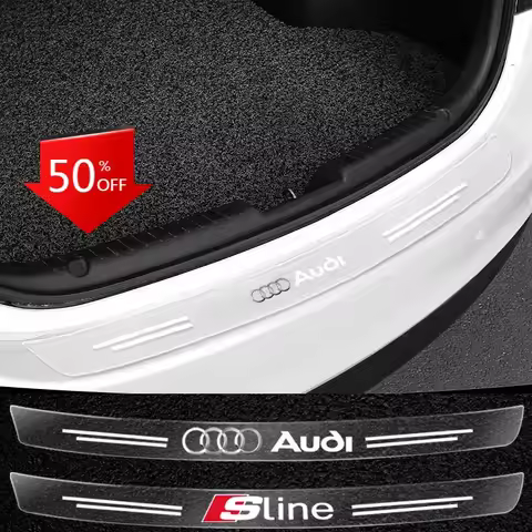 1Pcs Car Rear Bumper Trunk Guard Emblems 3D Stickers For Audi A4 A3 A5 A6 A7 A8 Q3 Q5 Q7 Q8 B5 B6 B7
