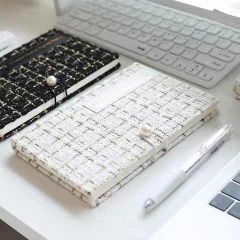 Notebook Journal Knitted Cover Girls Daily Record Book Portable Travel Diary Diy Grid Page Manual Bo