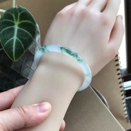 Jade color ice foam jade bracelet light green floating flower quartzite jade bracelet thin Round Bangle