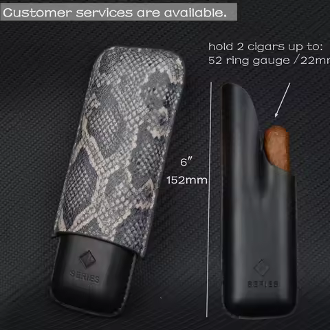 Real Leather Cigar Case 2 Tube Cigar Holder Mini Humidor Cotract Color C Logo Cigar Accessory 52 Rin