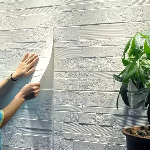 4-12pcs 35cm x 35cm 3D self-adhesive solid color wall sticker waterproof DIY living room brick patte