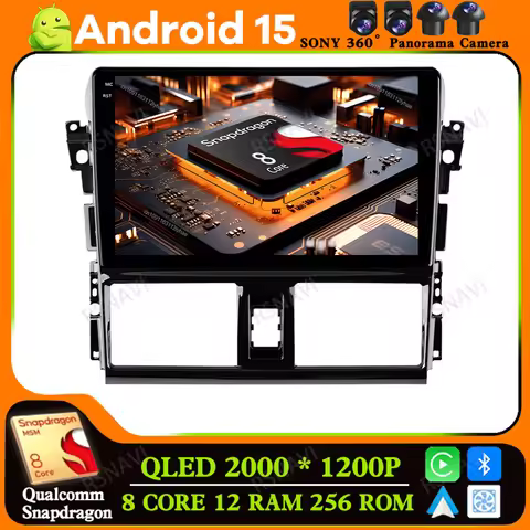 Android 15 For TOYOTA VIOS YARIS 2013 - 2016 Multimedia 5G WIFI Car Radio Viedo Player Head Unit Qua