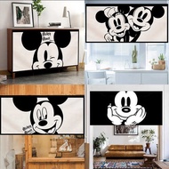 langsir kabinet dapur langsir tingkap murah Kabinet Mickey Hitam dan Putih Partisi Penutup Tirai Kartun Mickey Mouse Dapur Separuh Tirai Gantung Tirai Bilik Tidur Pendek Tanpa Lubang