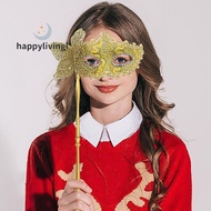 happylivingl Masquerade Mask with Holding Stick, Venetian Half Face Mask for Women null