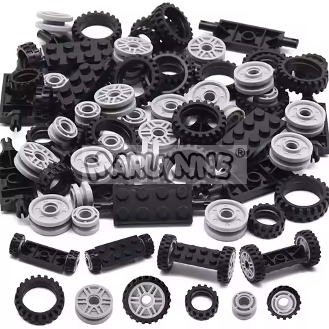 MARUMINE 70PCS Building Blocks Wheel Tire MOC Bricks Car Track Vehicle Parts Accessories 40687 42610
