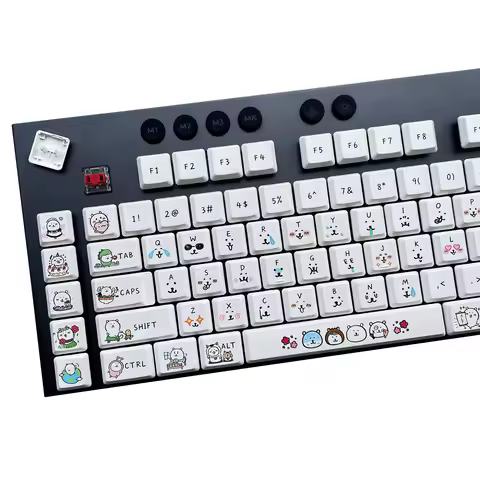 Self Deprecating Bear Keycap Set Suitable for Logitech G913/G813/G815/G915TKL Mechanical Keyboard,Wh