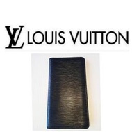 LV 真品 Louis Vuitton 路易威登 長夾 皮夾 卡夾 名片夾 EPI 水波紋 黑色 男皮包