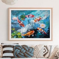 Koi Fish Painting Carp Oil Art Feng Shui Painting Fish Art