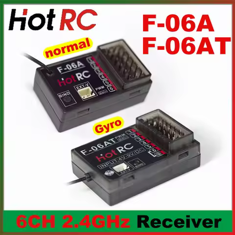 HOTRC F-06A F-06AT 6CH 2.4GHz 4-9V Gyro Receiver for RC Car Truck Tank Crawler Boat Remote Controlle