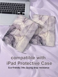 大理石紋保護殼兼容ipad/華為/lenovo Tab/小米帶筆架,支持自動睡眠/喚醒蓋子