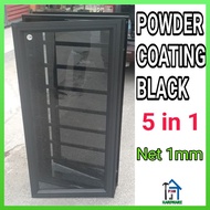 Power Coating BLACK MESH 4ft x 2ft(5 in 1) Frame Tingkap Double Security