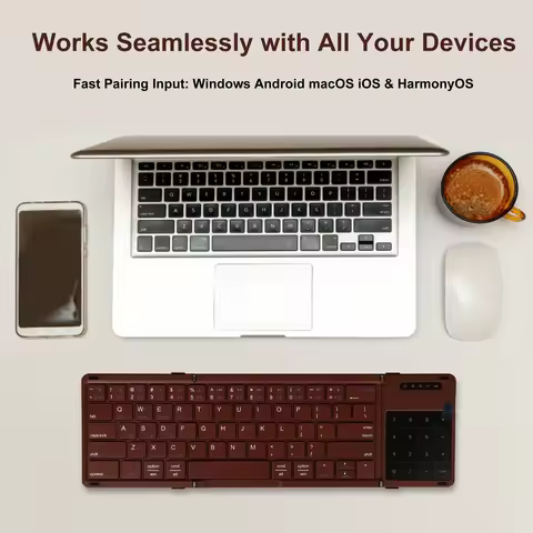 JITE Foldable Wireless Keyboard Ultra Slim Touchpad Bluetooth Keyboard Rechargeable Folding Keyboard